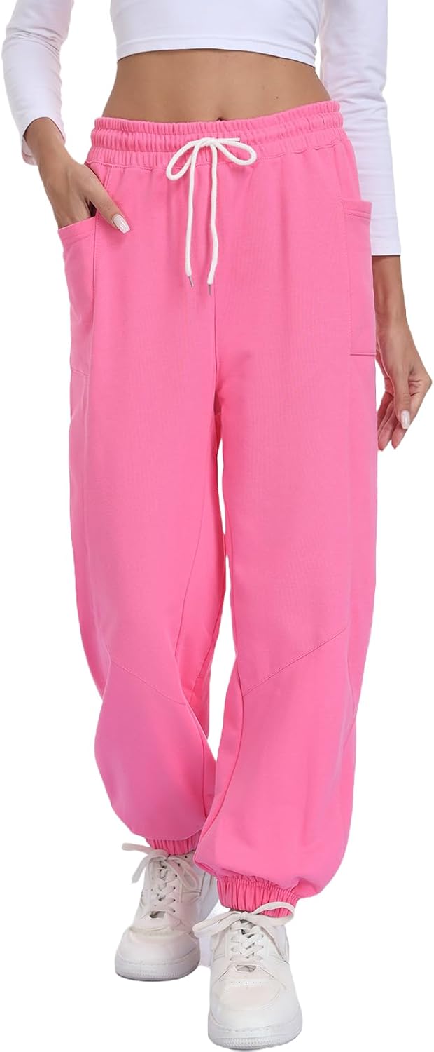Oymyakon Women Baggy High Waist Sweatpants Comfy Workout Gym Joggers Pants Cotton Lounge Bottoms