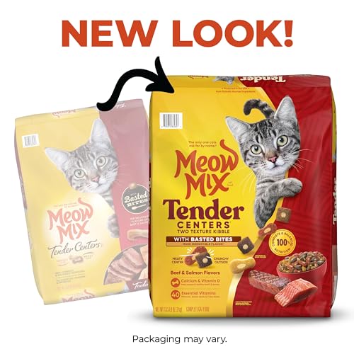 Image of Meow Mix Tender Centers Basted Bites Dry Cat Food, Beef & Salmon Flavors, 13.5 Pound Bag