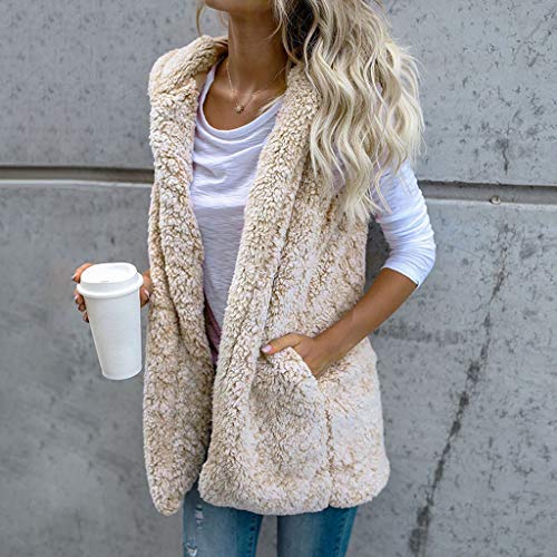 Chaleco de invierno para mujer para evitar el frío corporal abrigo beige S 2