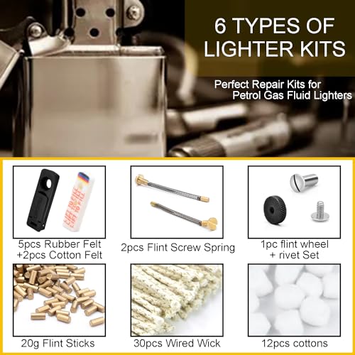 image for CooBigo Ultimate Consumption Supplies Package for Petrol Fuel Lighter,