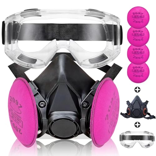 Respirator Mask with Filters – Reusable Respirator Gas Mask with Safety Goggles