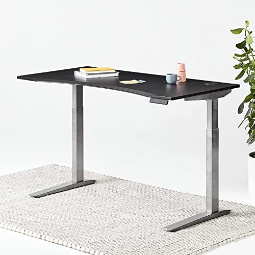 Image of Fully Jarvis Standing Desk 48 inch x 27 inch Black EcoTop - Electric Adjustable Desk Height from 23 inch to 43 inch with Memory Preset Controller (Rectangle, Silver Frame)