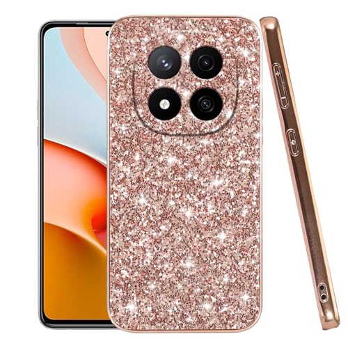 Hlgcokro for Xiaomi Redmi Note 15 Pro 4G Case Glitter, Slim Bling Sparkly Phone Case for Redmi Note 15 Pro 4G Shockproof Aesthetic Protective Cover for Women Girls (Rosa Gold)