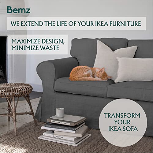 Bemz Ektorp Sofa Cover — Custom Slipcover Replacement For Ikea Ektorp 3 Seat Sofa — Premium 7 Piece Fitted Machine Washable Couch Cover — Classic Slipcovers — Covers For Couches And Sofas, Grey #TOP2