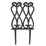 Marque: L'Héritier Du Temps L\'Héritier Du Temps Bordure de Jardin Bordurette Grille Décorée de Volutes en Fonte Patinée Marron Rouille 2,5x14,5x27,5cm