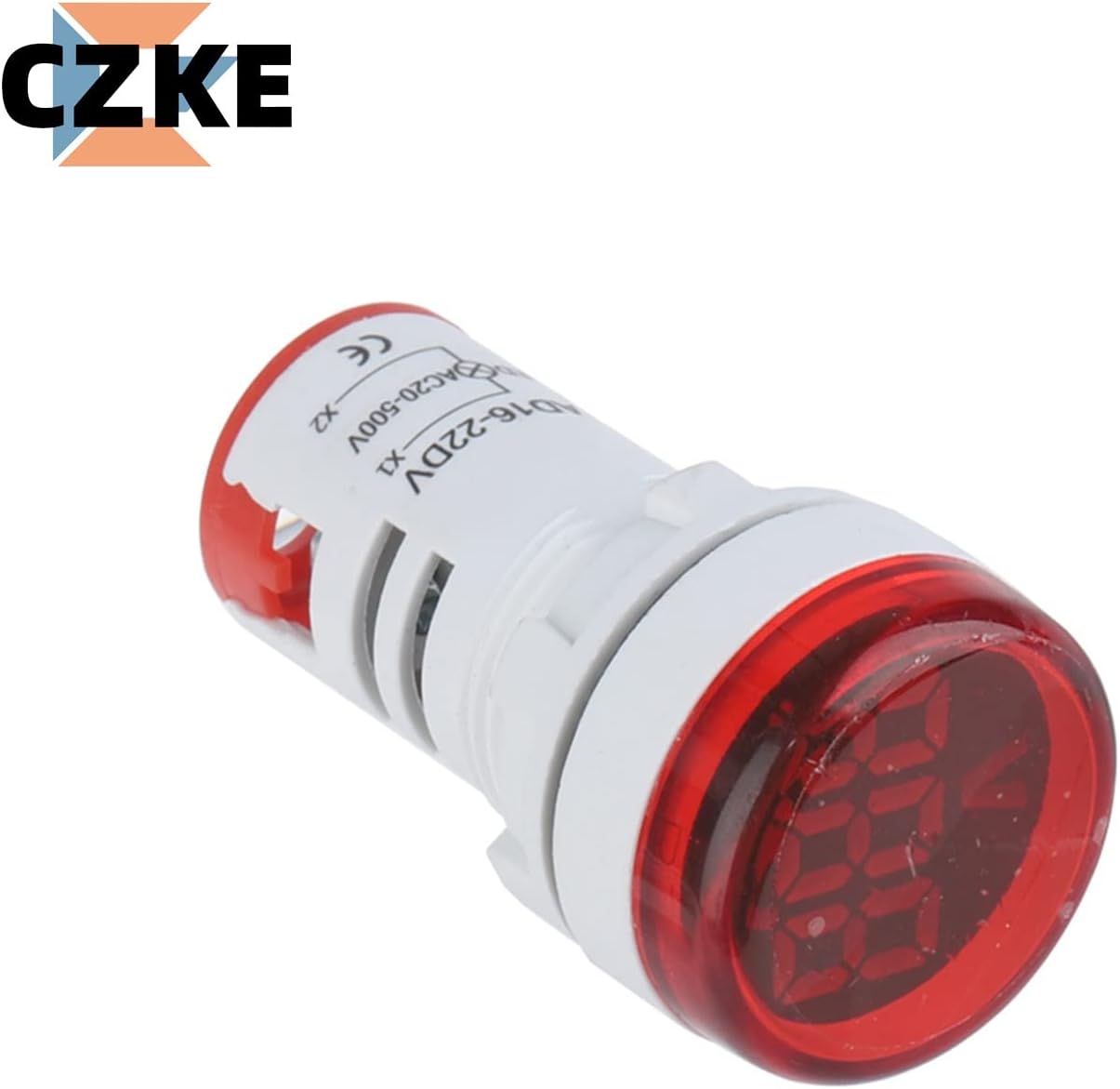 EZZON 2Pcs AD16-22DV Mini Digital Indicator Voltmeter 22mm AC 12-500V Tester Meter Monitor Power LED 5 Color Round 30x30mm (Color : White, Size : AC12V-500V)