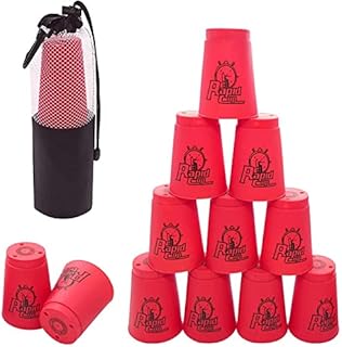 DQTYE 12pcs Stacks Cups, Sports Stacking Cups for Training Game Challenge Competition Party - Red