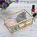 Hipiwe Vintage Glass Keepsake Box, Rectangle Jewelry Display Organize Vanity Lidded Box Home Decor Accent Decorative Box for Storage Trinket Rings Bracelet