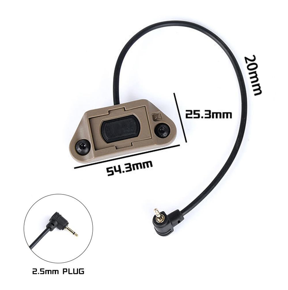 Tactical Modular Wire Button Remote Activation Pressure Switch，for M300/M600 Etc Series Scout Light Tactical Flashlight，for 20mm Rail and M & K Dual System（2.5mm Plug Sand）