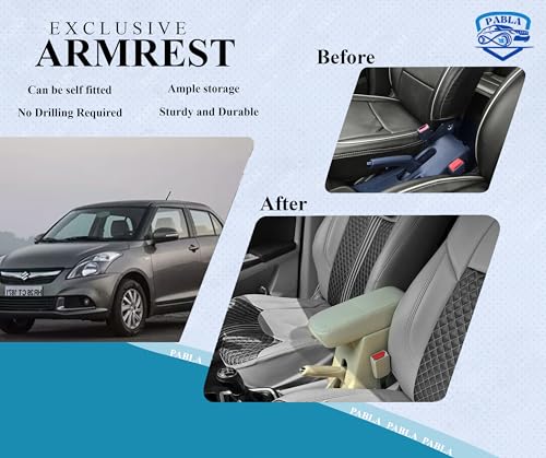 Image of Pabla Enterprises High-End Car Center Armrest with Storage Compartment and Ultimate Comfort COMPATABLE WITH MARUTI DZIRE 2017-2026 AND NEW SWIFT ZXi, ZXi+ MODELS BEIGE COLOR