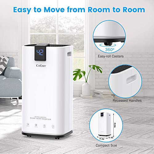 COLZER 4,000 SQ FT Home Dehumidifiers for Basements & Large Rooms, 70 Pints Large Removal Capacity with 7.4-Pint Water Bucket & Continuous Drain Hose for Self-draining - Thumbnail 4