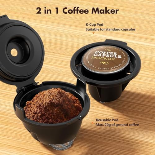 Image of Kismile Single Serve Coffee Maker, 2-in-1 Coffee Pod & Ground Brewer