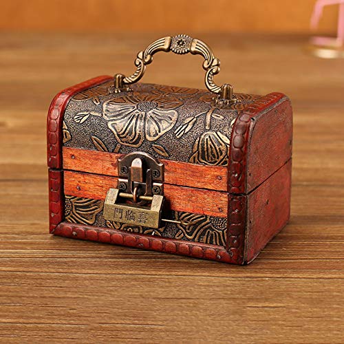 XINWANG Boîte À Bijoux en Bois, Boîte De Rangement pour Artisanat De Bijoux Créatifs, Boîte De Rangement De Fête Rétro Vitrine Décorative (véritable),Lotus-A Cover