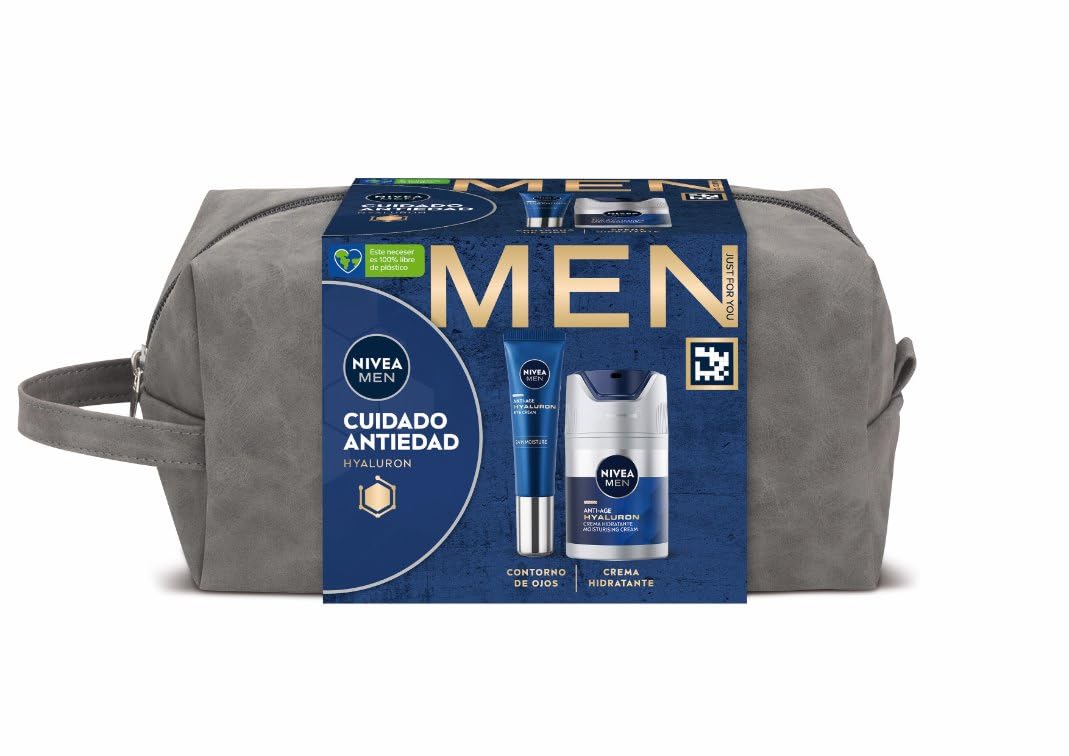 NIVEA MEN Hyaluron Pack Geschenkset Anti-Aging Gesichtspflege Herren mit Anti-Aging Creme und Augenkontur