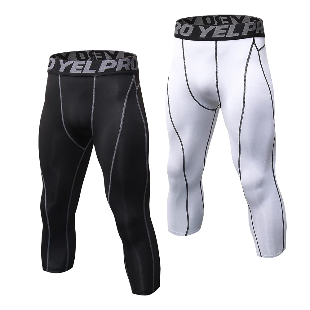 belity Men’s Leggings Fitness Pants 2 Pairs Pack Quick Dry Workout Sports Tight Trousers Base Layer Basketball Training-picture-25