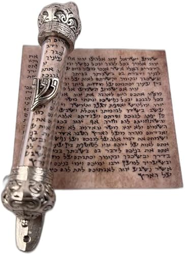 Mezuzah Puerta de cristal Plata Judaísmo Oración de Jerusalén Pergamino No Kosher