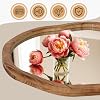 ULIKE Round Wood Mirror 24 Inch Circle Wall Mirror, Asymmetrical Bathroom Vanity Mirror with Wood Frame, Decorative Wall Mounted Mirror for Bedroom, Living Room, Entryway, Rustic Brown