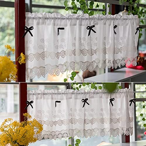 Panel de cortina pequeña para baño y cocina con bolsillo de varilla 4