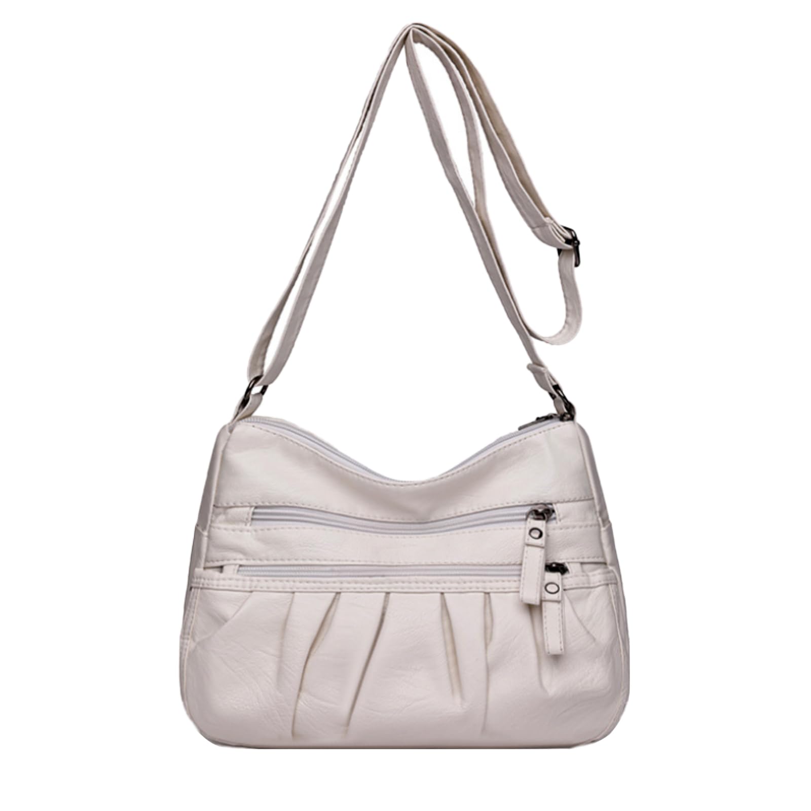 LassZone Women Crossbody Handbags Waterproof Shoulder Bag Ladies Soft Leather Purse Satchel Multi Pocket Messenger Bag (White)