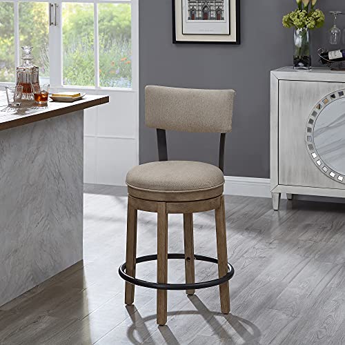 Ball & Cast Rustic Swivel Counter Stools Kitchen Barstool 24" Seat Height Wooden Frame Stool Chair, Taupe #TOP1