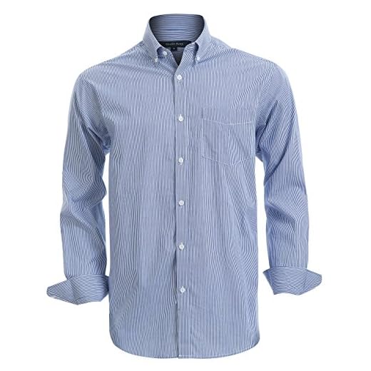 Camisetas masculinas de botão com bomba dupla 100% algodão de manga comprida de ajuste regular, Sl20b, Large