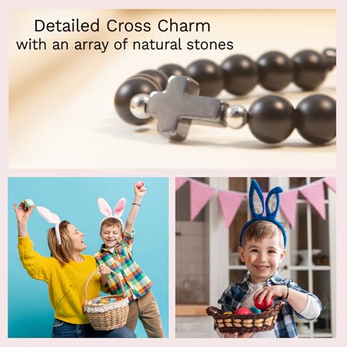 Image of Cross Bracelet Graduation Birthday Gifts for Women Girls, Religious Christian Catholic Bracelet Gift for Goddaughter Daughter Girlfriend, Beaded Charm Bracelet for Mom Grandma Faith Gift