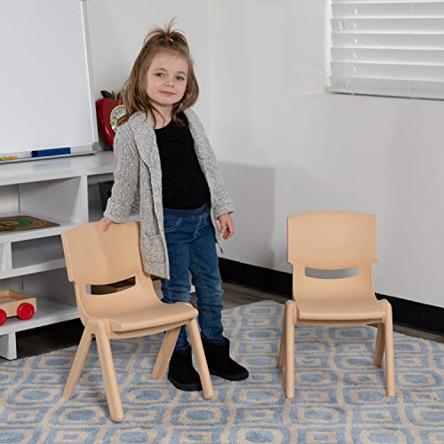 Emma + Oliver 2 Pack Natural Plastic Stackable School Chair With 10.5" H Seat, Preschool Chair #TOP3