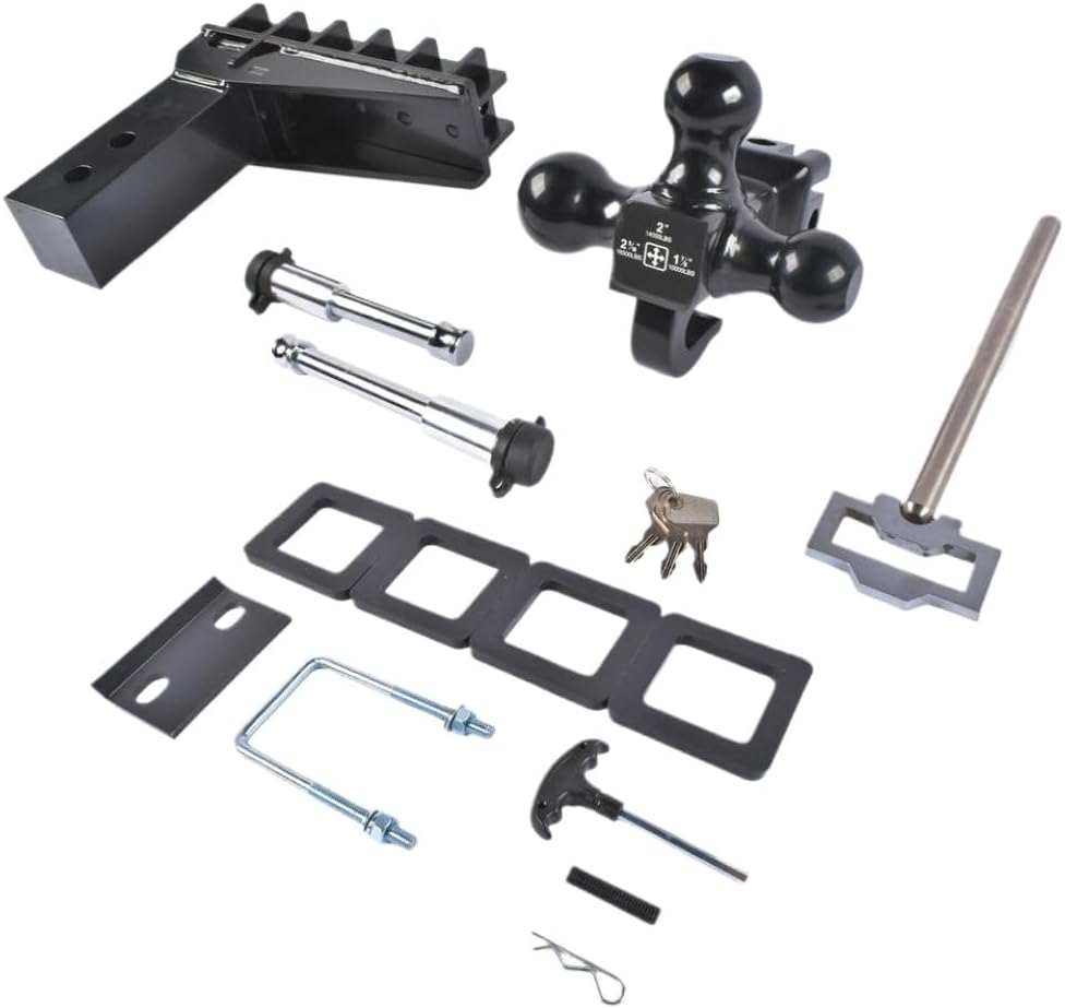 Trailer Attachment Device with Hook Tri Ball 1-7/8 X 2 X 2-5/16 Drop Hitch