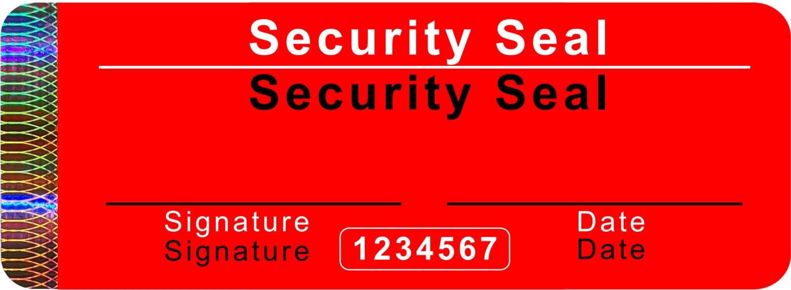 250 pezzi – Sigilli di sicurezza con numero di serie – 70 x 25 mm rosso scrivibile – Sigillo di sicurezza – Etichette autoadesive per sigilli