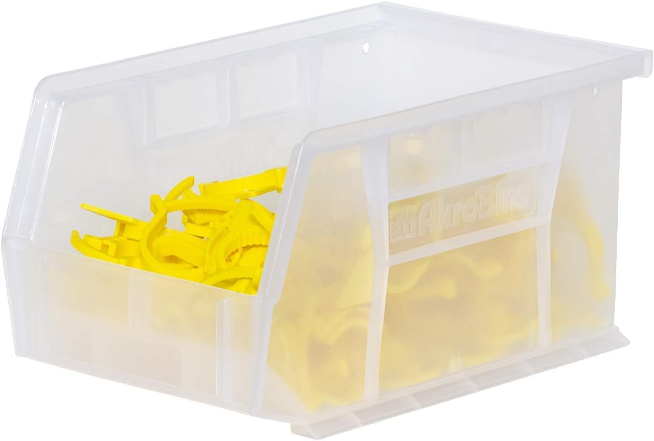 Akro-Mils 30237 AkroBins Plastic Storage Bins, Space-Saving Stackable Bins for Garage, Pantry, Craft Organization, 9" x 6" x 5", Clear, 12-Pack - Image 7
