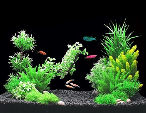 ZAZALUM Artificial Aquarium Plastic Plants - 14 Pack of Premium Quality Emulational Underwater Grass Aquatic Plant Ornament, Assorted Color/Size Home DIY Decorations Set for Fish Tank
