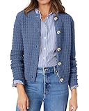 PRETTYGARDEN Women's Knit Cardigan Sweaters Casual Long Sleeve Open Front Button Down Trendy Jackets Outerwear (Grey Blue,Large)