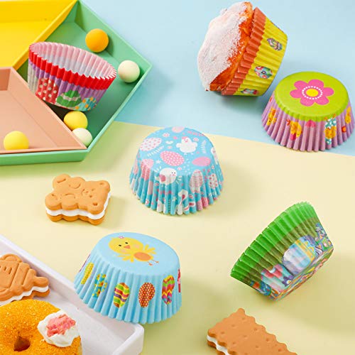 600 Pieces Easter Cupcake Liners Easter Egg Chicken Cupcake Wrappers Baking Cups Wraps Muffin Case Trays For Christmas Easter Birthday Party Supplies #TOP2