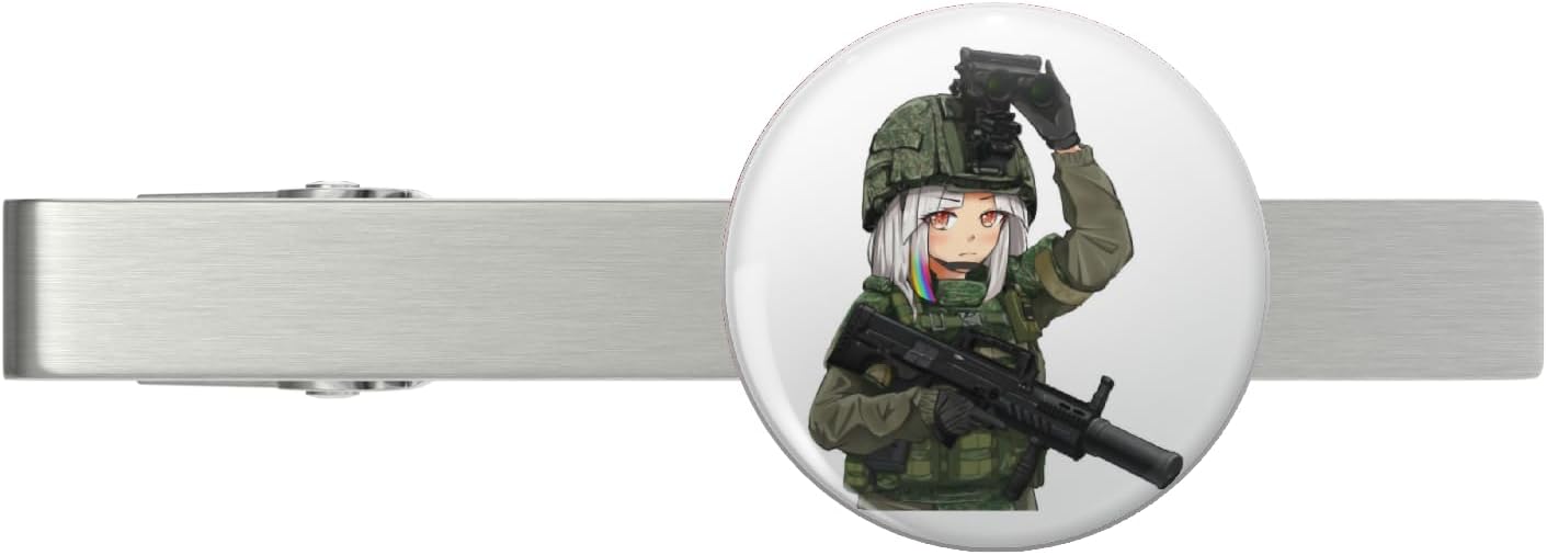 Hear The Sound Military Anime Cute Gun Things Do Boys Girls Silver Tie Clip Tie Bar Veteran Gift