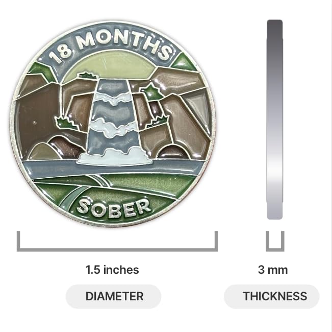 Image of The Achieve Mint 18 Months Sober Token | Eighteen Months Sober Chip | Non-AA Gift, Non-Religious Medallions for Men and Women Celebrating Sobriety