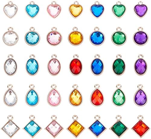 CHGCRAFT 100PCS Crown Charms Acrylic Crown Pendant Jubilee Beads ABS Plastic Charms Tiaras Rhinestone Charms for Jewelry Necklace Bracelet Making Crafting Accessory Multicolour 0.75x0.75 Inches