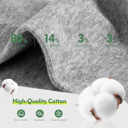 SockWaddles 10 Par Skarpetek Sneaker Męskie Damskie, Antypotne Krótkie Skarpetki, Bawełniane Skarpety Sportowe, Oddychające Skarpety do Biegania Unisex Czarne Białe Szare