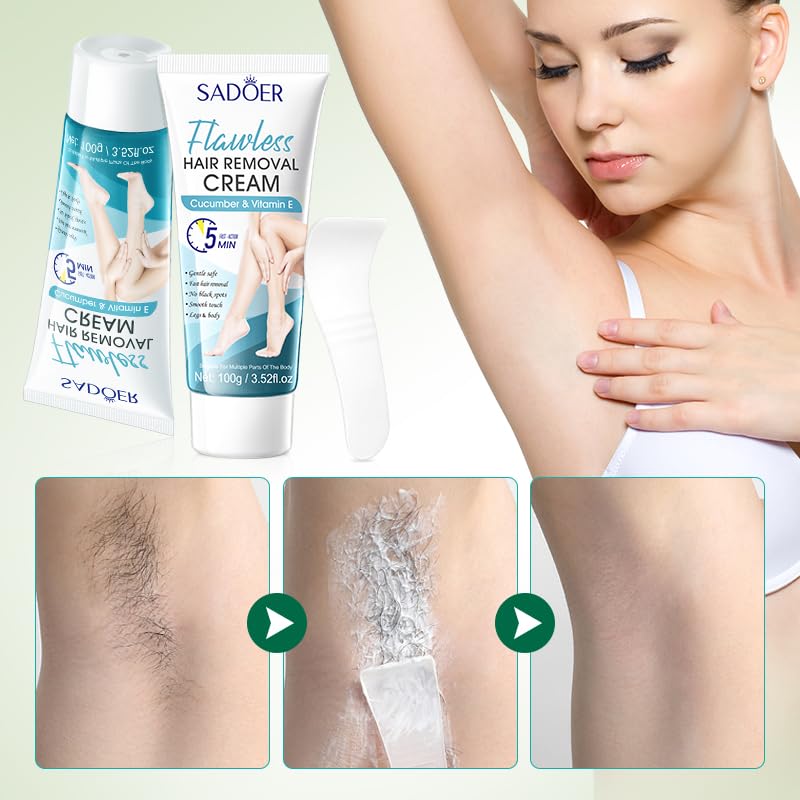 Miniatura 8 de Crema depilatoria para mujeres y hombres crema depilatoria sensible para zonas púbicas, privadas, bikini, cuerpo, piernas y axilas, fórmula suave
