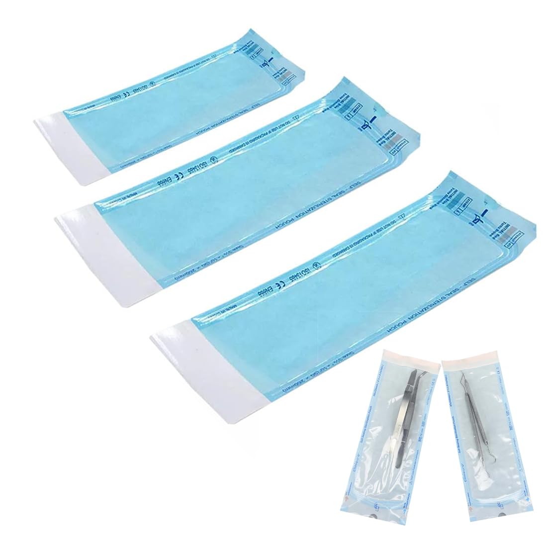 YUZNA 90 pezzi Buste Autosigillanti per Sterilizzazione, Senza Pieghe Laterali, Ideali per Sterilizzazione Dentale, Sacchetti per Sterilizzazione Autosigillante (Tre dimensioni)