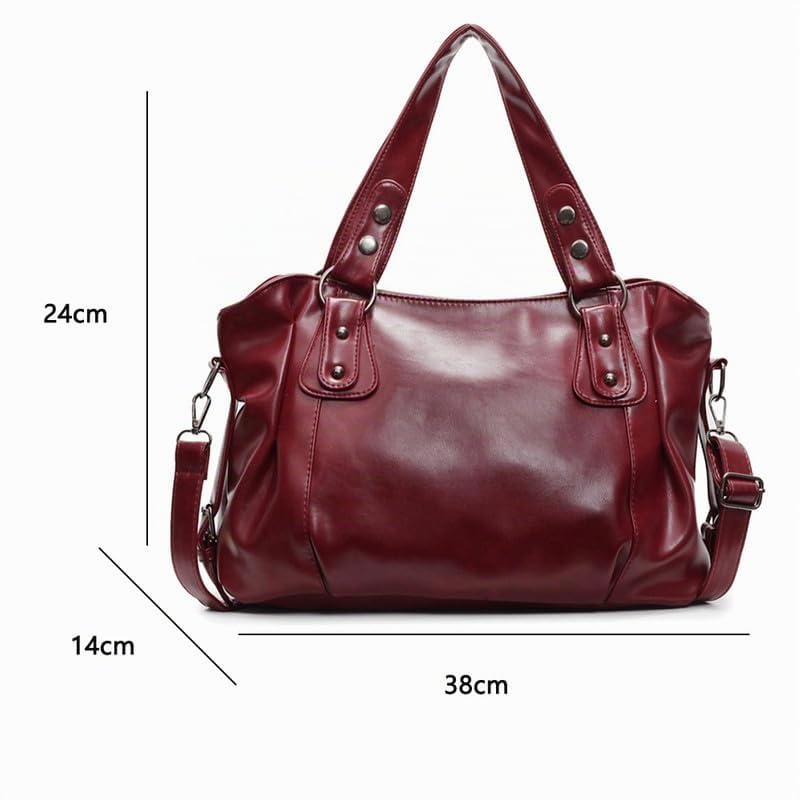 Bolso de Mano con Bandolera para Mujer en Cuero PU Bolsos Totes Bolso de Hombro Bolsos Bandolera Hobo Bolso de señora para Damas Bolso de Bandolera Mamá Rojo