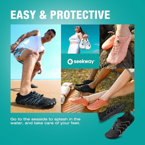 Image of SEEKWAY Mens Womens Water Shoes Quick-Dry Aqua Sock Barefoot Athletic Sports Shoes for Outdoor Beach Swim surf Walking Diving Boating Hiking Pool