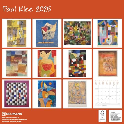 N NEUMANNVERLAGE, Paul Klee 2025 Brochure Calendar, 30 x 30 cm, Wall Calendar with Pictures of Paul Klee, Moon Phases - Image 2