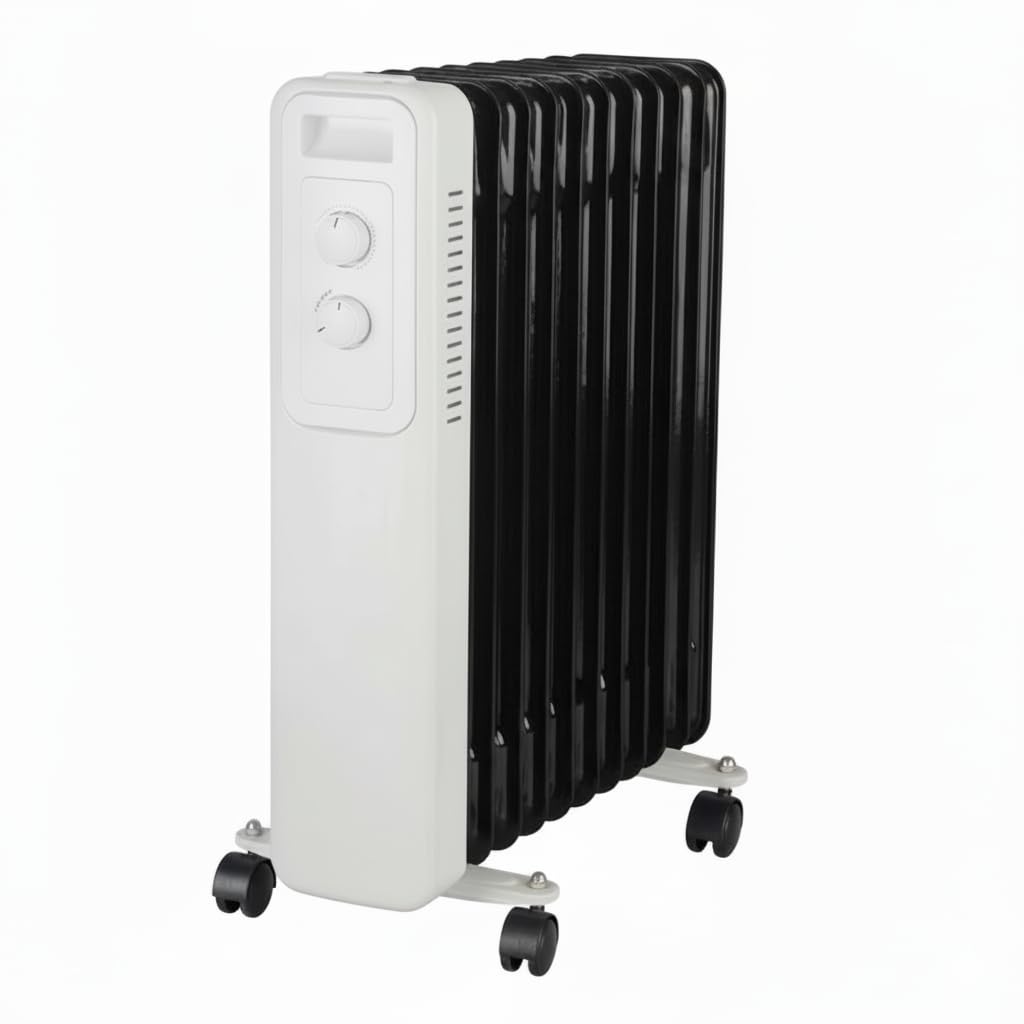 BRICOZONE Radiatore A Olio 2500W Con Tredici Elementi Termici Tre Livelli Di Riscaldamento Termostato Regolabile Protezione Anti Surriscaldamento Ruote Scorrevoli Avvolgicavo Integrato Per Casa