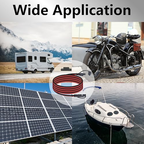 BFXM 16AWG 12FT Battery Charger Cable, SAE to SAE Terminal Quick Disconnect Harness, 2 Pin Connectors Extension Cables Cord for Car, Motorcycle, Solar Panel