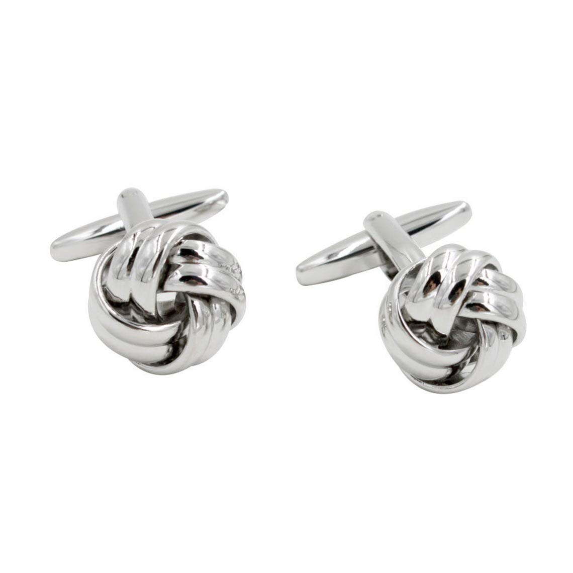 AUSCUFFLINKSSilver Knot Cufflinks | Knotted Silver Cuff Links Wedding | Gift for Men | Chrome Groom Cufflinks for Him | Groomsmen Cuffs (Silver)