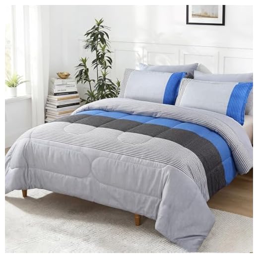 PERFEMET Blue Striped Comforter Set