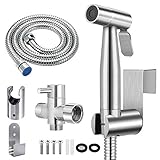Toilette Bidet Spray G1/2, Haute qualité Kit de pulvérisation de toilette Douchette, VENTCY Kit de pulvérisation de Bidet en acier inoxydable avec pommeau de douche et tuyau de 1,5 m et support