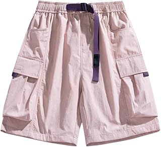 Pantalones Cortos Cargo De Verano para Hombres, Pantalones Cortos Deportivos con Múltiples Bolsillos De Color Rosa, Ligeros, Transpirables, con Cintura Elástica, Bermudas, Pantalones Cortos