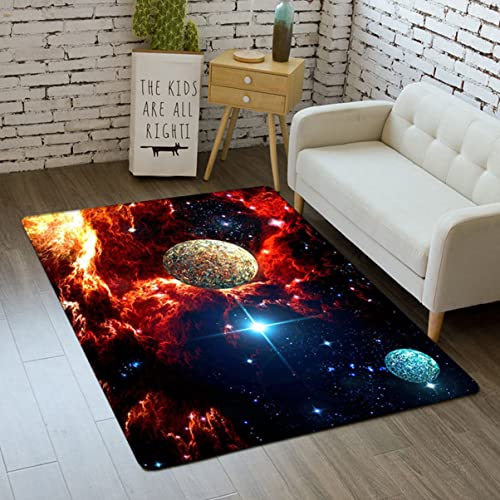 Sticker Superb. Tapis Galaxie Ciel étoilé Pour Garçons Filles Ados Univers 3D Planète Impression Chambre Salon Décoration sol Intérieur Lavable Bleu Violet Antidérapant (Coloré 2,140x200cm)