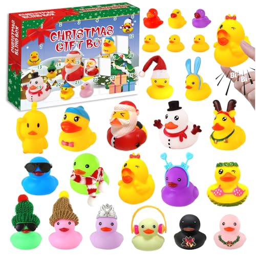 Rubber Ducks Advent Calendar 2025, Christmas Duck Advent Calendar Cute Bath Rubber Ducks Christmas Countdown Calendar Toy Advent Calendar Ornaments ChristmasToys Gifts For Adults Kids Girls Boys